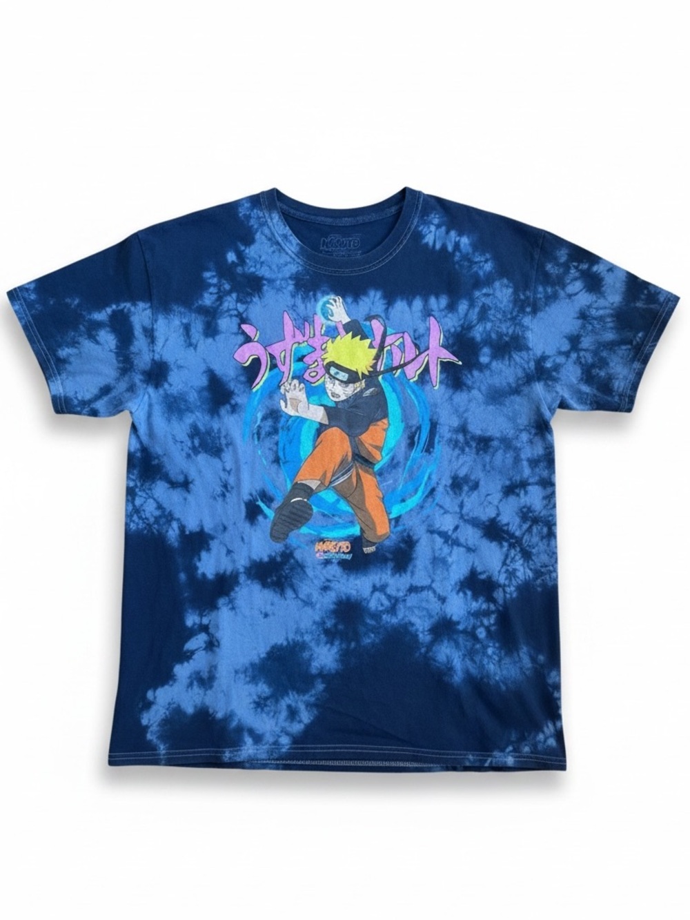 Naruto Anime Tie Dye Graphic T-Shirt Men’s Large Blue Japanese Manga Tee